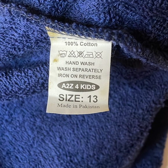 A2Z kids towel navy bathrobe size 13 - Picture 2 of 6